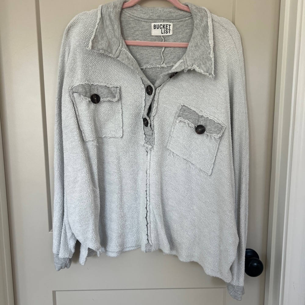 BUCKETLIST Gray Button-Up Top